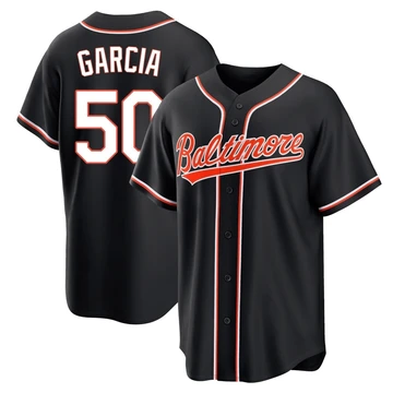 Men's Baltimore Orioles Rico Garcia ＃50 Black Replica Fashion Out Jersey