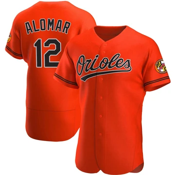 Men's Baltimore Orioles Roberto Alomar ＃12 Orange Authentic Alternate Jersey