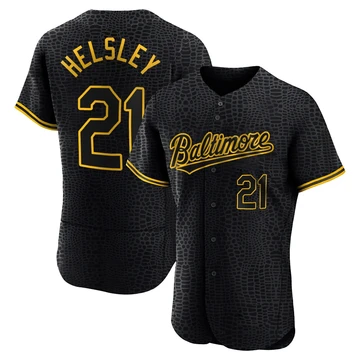 Men's Baltimore Orioles Ryan Helsley ＃21 Black Authentic Snake Skin City Jersey