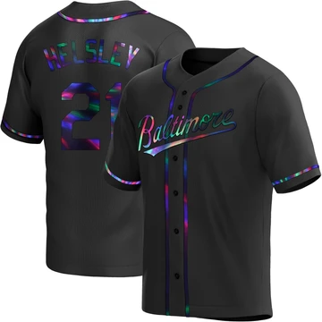 Men's Baltimore Orioles Ryan Helsley ＃21 Black Replica Holographic Alternate Jersey