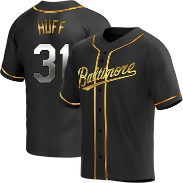 Men's Baltimore Orioles Sam Huff ＃31 Gold Replica Black en Alternate Jersey