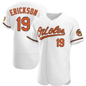 Men's Baltimore Orioles Scott Erickson ＃19 White Authentic Home Jersey