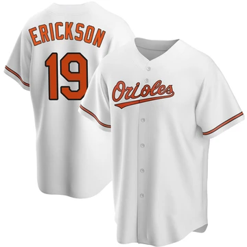 Men's Baltimore Orioles Scott Erickson ＃19 White Replica Home Jersey