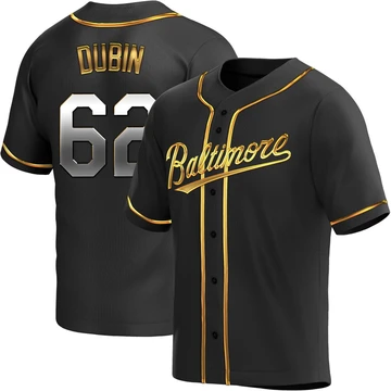 Men's Baltimore Orioles Shawn Dubin ＃62 Gold Replica Black en Alternate Jersey