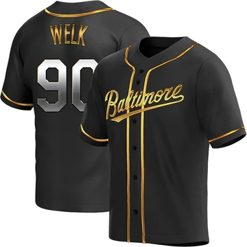 Men's Baltimore Orioles Toby Welk ＃90 Gold Replica Black en Alternate Jersey