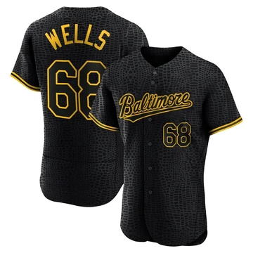 Men's Baltimore Orioles Tyler Wells ＃68 Black Authentic Snake Skin City Jersey