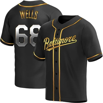 Men's Baltimore Orioles Tyler Wells ＃68 Gold Replica Black en Alternate Jersey
