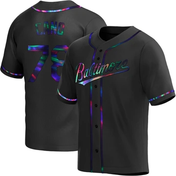 Men's Baltimore Orioles Yennier Cano ＃78 Black Replica Holographic Alternate Jersey