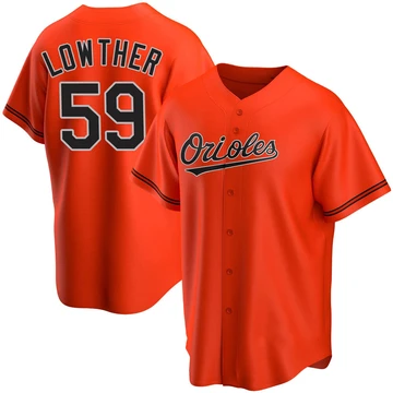 Men's Baltimore Orioles Zac Lowther ＃59 Orange Replica Alternate Jersey