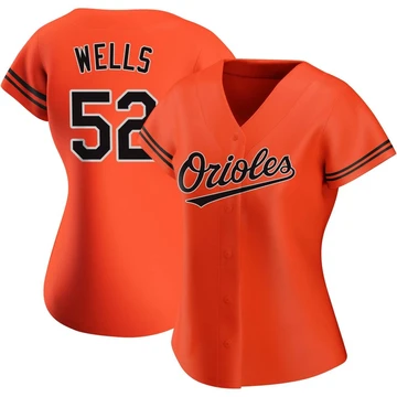 Women's Baltimore Orioles Alexander Wells ＃52 Orange Authentic Alternate Jersey
