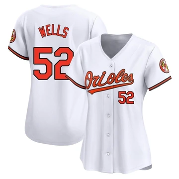 Women's Baltimore Orioles Alexander Wells ＃52 White Limited Home Jersey