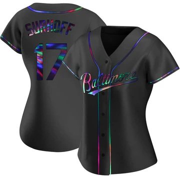 Women's Baltimore Orioles Bj Surhoff ＃17 Black Replica Holographic Alternate Jersey