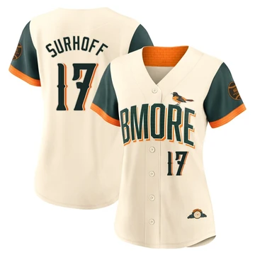 Women's Baltimore Orioles Bj Surhoff ＃17 Cream Limited 2026 City Connect Stadium Jersey