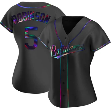 Women's Baltimore Orioles Brooks Robinson ＃5 Black Replica Holographic Alternate Jersey
