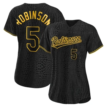 Women's Baltimore Orioles Brooks Robinson ＃5 Black Replica Snake Skin City Jersey