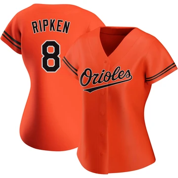 Women's Baltimore Orioles Cal Ripken ＃8 Orange Replica Alternate Jersey