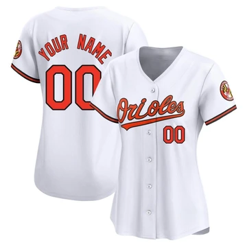 Women's Baltimore Orioles Custom ＃00 White Limited Home Jersey