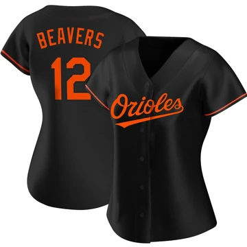 Women's Baltimore Orioles Dylan Beavers ＃12 Black Authentic Alternate Jersey