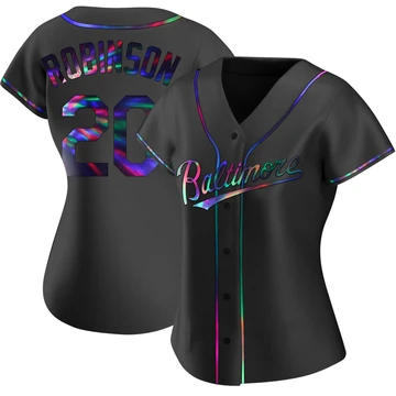 Women's Baltimore Orioles Frank Robinson ＃20 Black Replica Holographic Alternate Jersey