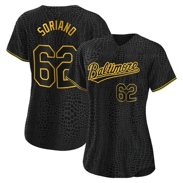 Women's Baltimore Orioles George Soriano ＃62 Black Replica Snake Skin City Jersey