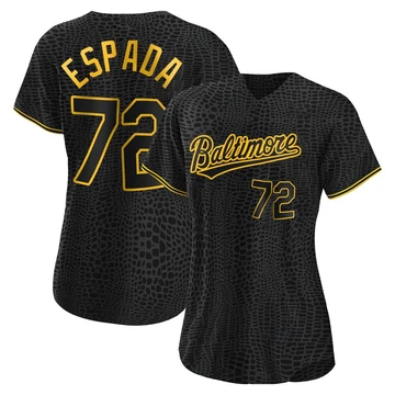 Women's Baltimore Orioles Jose Espada ＃72 Black Authentic Snake Skin City Jersey