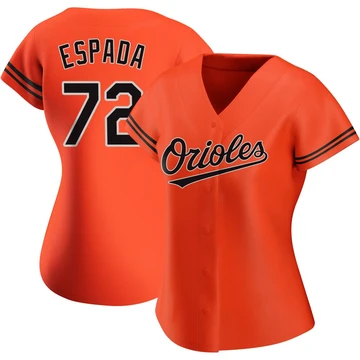 Women's Baltimore Orioles Jose Espada ＃72 Orange Authentic Alternate Jersey