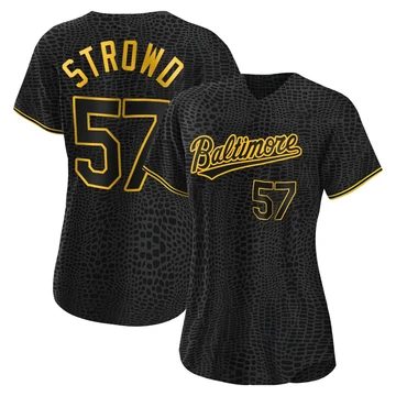 Women's Baltimore Orioles Kade Strowd ＃57 Black Replica Snake Skin City Jersey