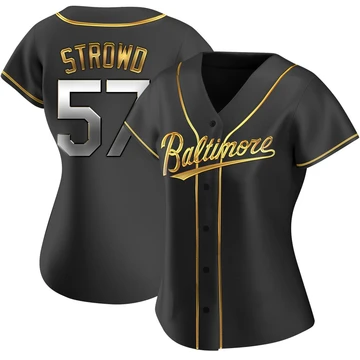 Women's Baltimore Orioles Kade Strowd ＃57 Gold Replica Black en Alternate Jersey
