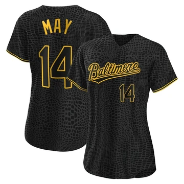 Women's Baltimore Orioles Lee May ＃14 Black Authentic Snake Skin City Jersey