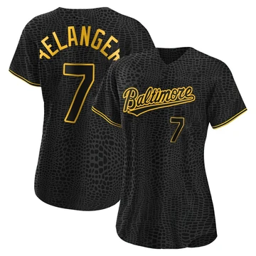 Women's Baltimore Orioles Mark Belanger ＃7 Black Authentic Snake Skin City Jersey