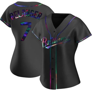 Women's Baltimore Orioles Mark Belanger ＃7 Black Replica Holographic Alternate Jersey