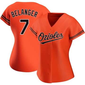Women's Baltimore Orioles Mark Belanger ＃7 Orange Authentic Alternate Jersey