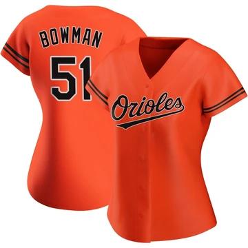 Women's Baltimore Orioles Matt Bowman ＃51 Orange Replica Alternate Jersey