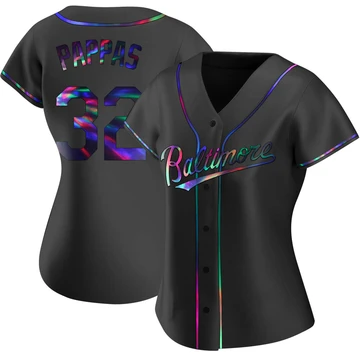Women's Baltimore Orioles Milt Pappas ＃32 Black Replica Holographic Alternate Jersey