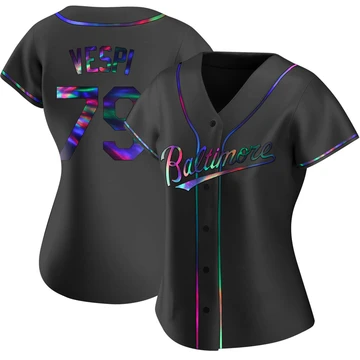 Women's Baltimore Orioles Nick Vespi ＃79 Black Replica Holographic Alternate Jersey