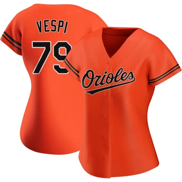 Women's Baltimore Orioles Nick Vespi ＃79 Orange Replica Alternate Jersey