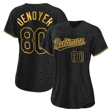 Women's Baltimore Orioles Noah Denoyer ＃80 Black Authentic Snake Skin City Jersey