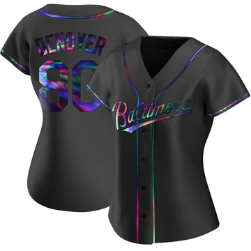 Women's Baltimore Orioles Noah Denoyer ＃80 Black Replica Holographic Alternate Jersey