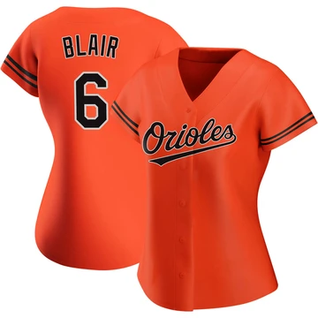 Women's Baltimore Orioles Paul Blair ＃6 Orange Authentic Alternate Jersey