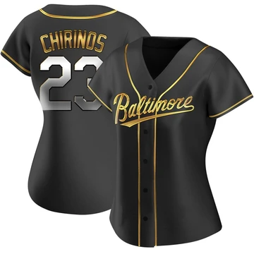 Women's Baltimore Orioles Robinson Chirinos ＃23 Gold Replica Black en Alternate Jersey