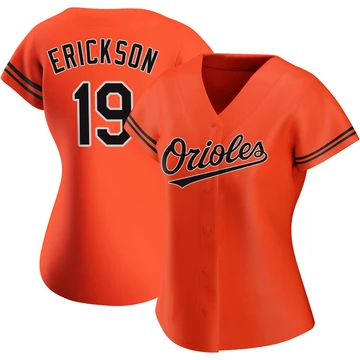 Women's Baltimore Orioles Scott Erickson ＃19 Orange Authentic Alternate Jersey