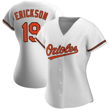 Women's Baltimore Orioles Scott Erickson ＃19 White Authentic Home Jersey