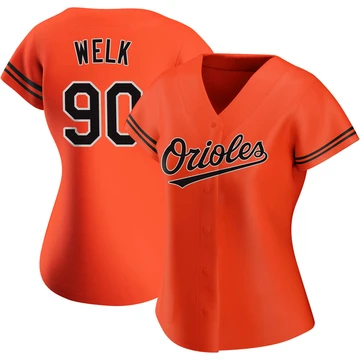 Women's Baltimore Orioles Toby Welk ＃90 Orange Replica Alternate Jersey