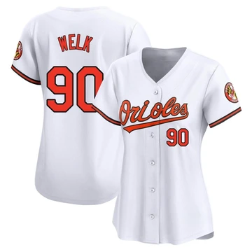 Women's Baltimore Orioles Toby Welk ＃90 White Limited Home Jersey