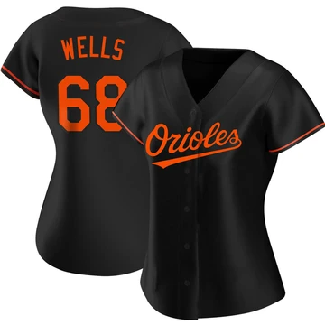 Women's Baltimore Orioles Tyler Wells ＃68 Black Authentic Alternate Jersey