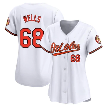 Women's Baltimore Orioles Tyler Wells ＃68 White Limited Home Jersey