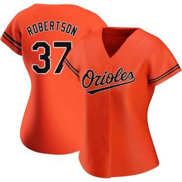 Women's Baltimore Orioles Will Robertson ＃37 Orange Authentic Alternate Jersey