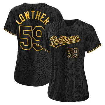 Women's Baltimore Orioles Zac Lowther ＃59 Black Replica Snake Skin City Jersey