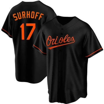 Youth Baltimore Orioles Bj Surhoff ＃17 Black Replica Alternate Jersey