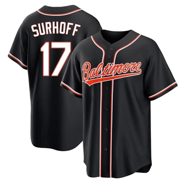 Youth Baltimore Orioles Bj Surhoff ＃17 Black Replica Fashion Out Jersey
